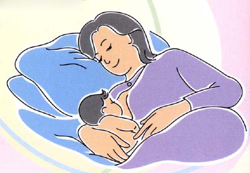 الرضاعة الطبيعية لحديثي الولادة وضعية الاستلقاء جنبا